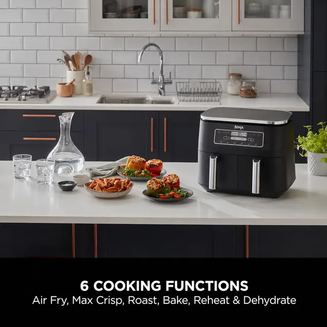 12L Dual Zone Digital Air Fryer with 2 Drawers – 6-in-1, Oil-Free Cooking, Air Fry, Max Crisp, Roast, Bake, Reheat & Dehydrate – Black — related product